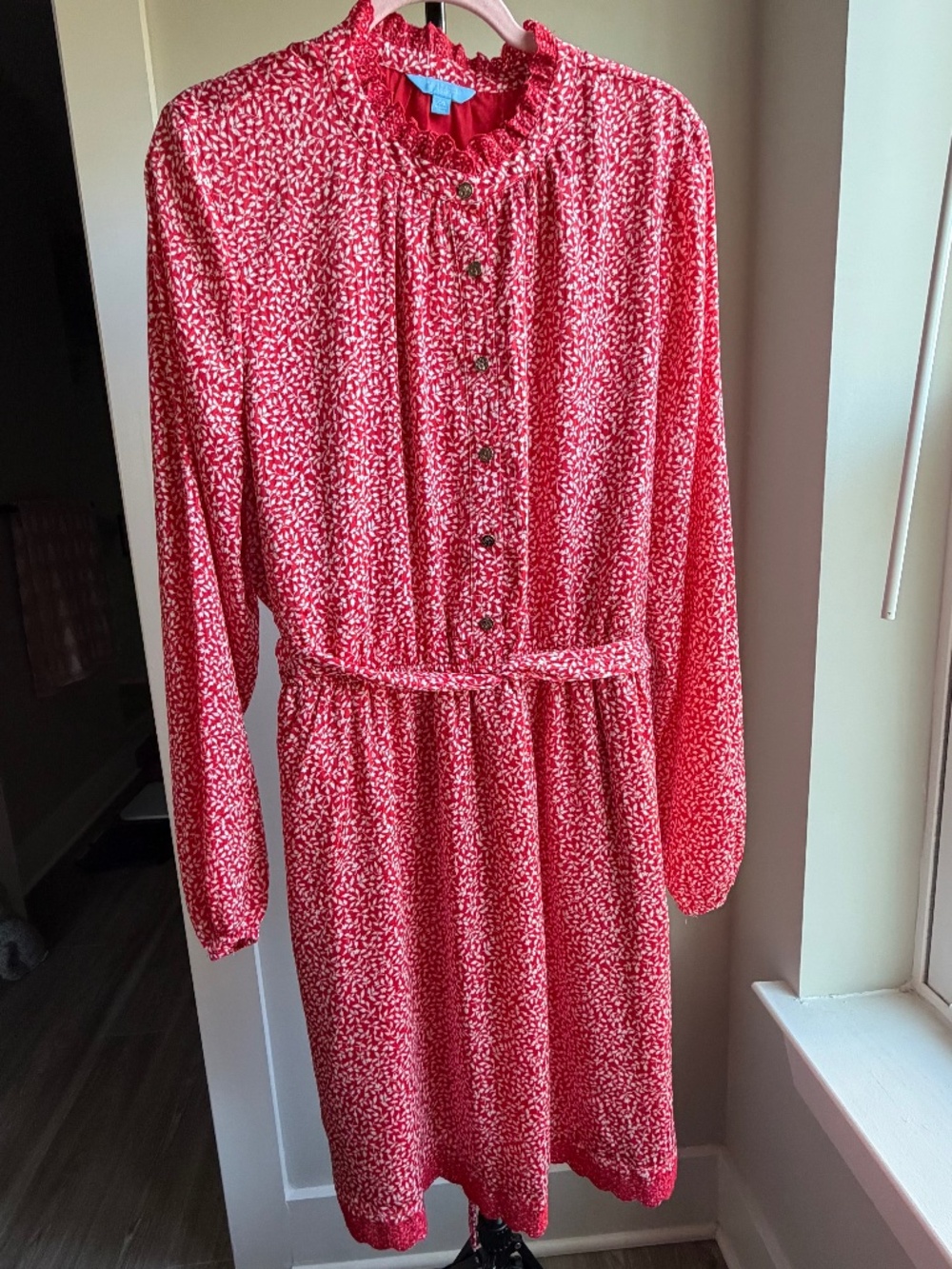 Draper James Dress Red White Floral XXL with Pockets